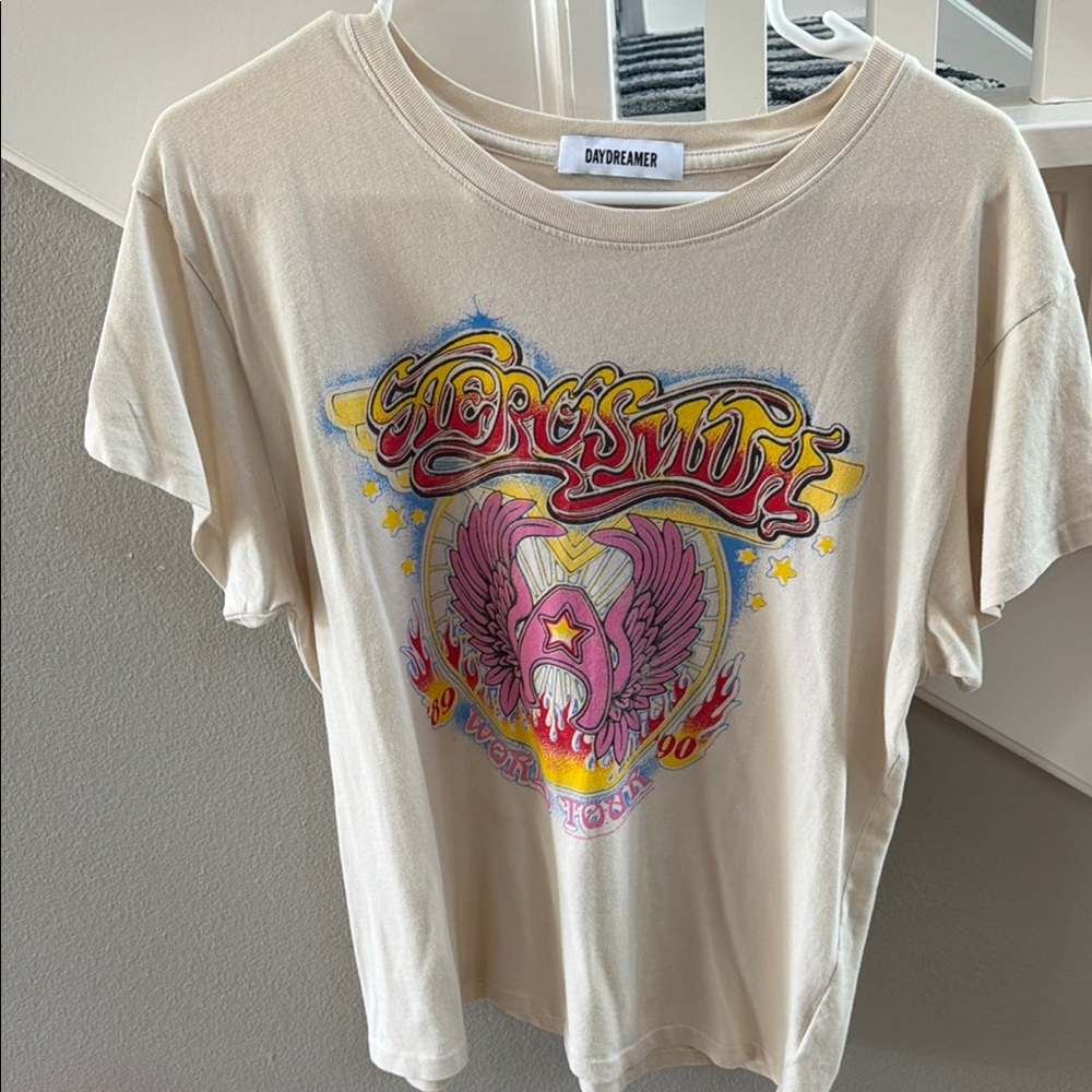 Daydreamer Cream Tee with Pink & Yellow Aerosmith Graphic